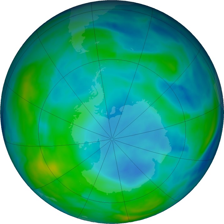 Antarctic ozone map for 12 June 2020